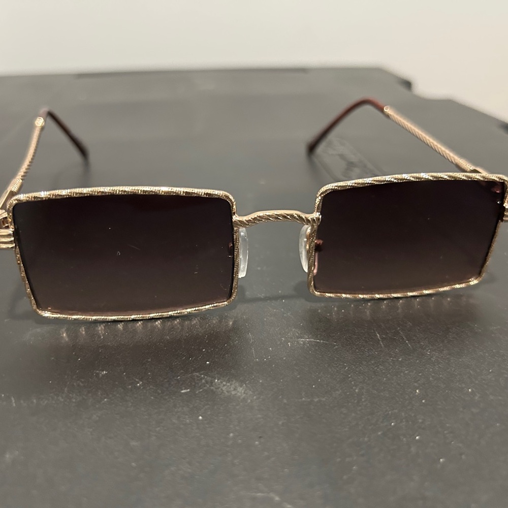 Gold Frame Rectangular Sunglasses - image 8